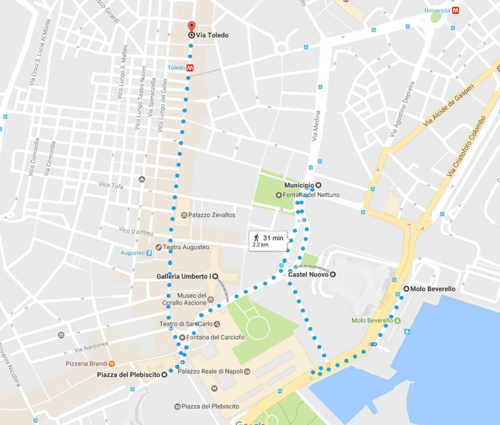 ნეაპოლის walking ტური რუკა