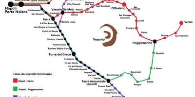 რუკა circumvesuviana მატარებელი მარშრუტი